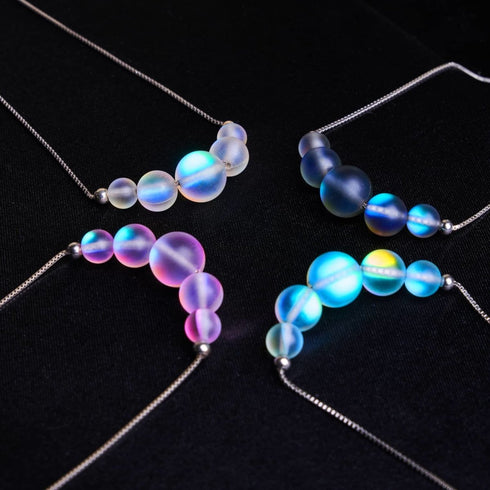 Grau | 925 Sterling Silber | Meerjungfrau Glas Unendlichkeitsverschluss Halskette